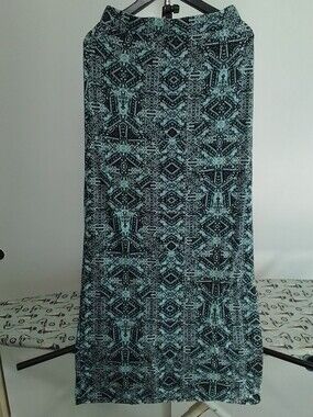 Blue and Black Aztec Print Maxi Skirt